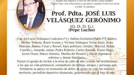 Invitación religiosa para José Luis Velásquez Gerónimo
