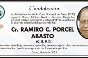 Condolencia por Cr. Ramiro C. Porcel Abasto