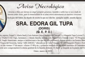 Aviso Necrológico de Edora Gil Tupa