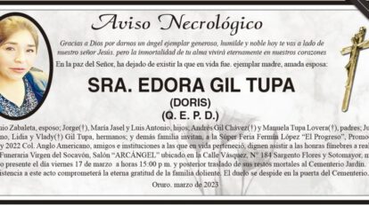 Aviso Necrológico de Edora Gil Tupa