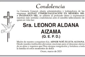 Condolencias por el fallecimiento de Leonor Aldana Aizama