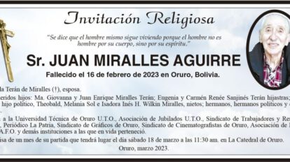 Invitación Religiosa: Juan Miralles Aguirre