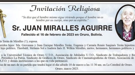 Invitación Religiosa: Juan Miralles Aguirre