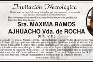 Invitación necrológica para Maxima Ramos Ajhuacho