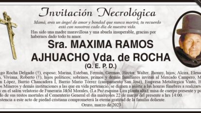 Invitación necrológica para Maxima Ramos Ajhuacho