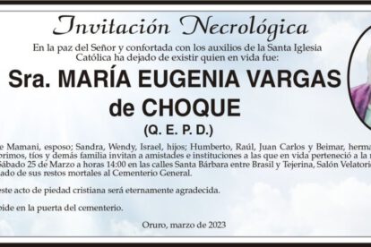 Necrológica María Eugenia Vargas