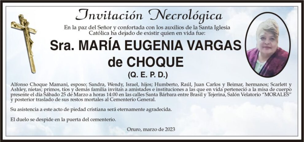 Necrológica María Eugenia Vargas
