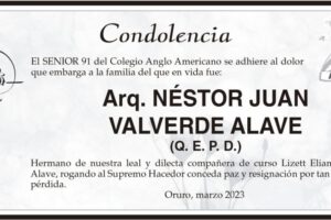 Condolencia por Néstor Juan Valverde Alave