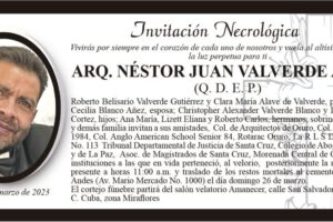 Invitación Necrológica: ARQ. NÉSTOR JUAN VALVERDE ALAVE