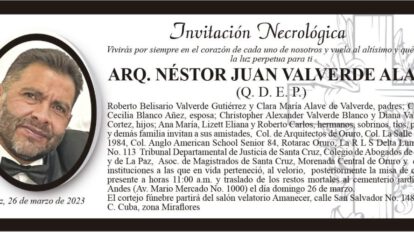Invitación Necrológica: ARQ. NÉSTOR JUAN VALVERDE ALAVE