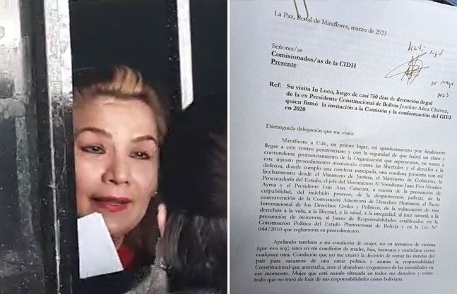 Añez denuncia vulneraciones en carta a la CIDH