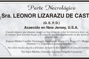 Parte Necrológico de Leonor Lizarazu de Castillo