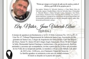 Agradecimiento e Invitación Religiosa: Néstor Juan Valverde Alave