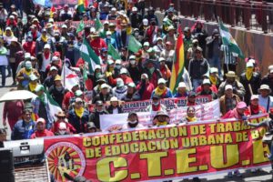 Protestas de los maestros en marcha del magisterio urbano