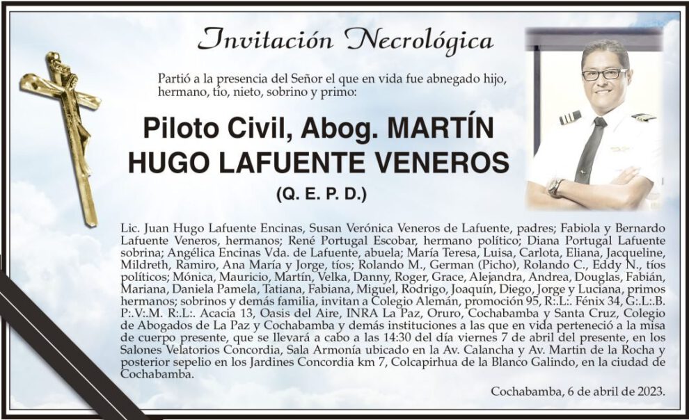 Piloto Civil, Abog. MARTÍN HUGO LAFUENTE VENEROS (Q. E. P. D.)