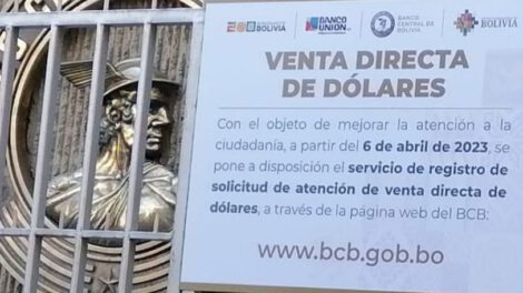 Registro en línea para la venta de dólares en el Banco Central de Bolivia