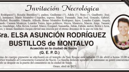Invitación Necrológica de Elsa Asunción Rodríguez Bustillos