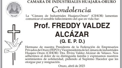 Condolencia por el fallecimiento del Prof. Freddy Valdez Alcázar