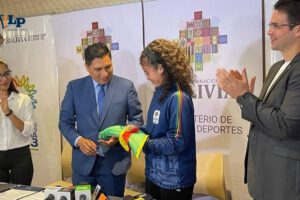 La taekwondista María Celeste Áñez en los Juegos del ALBA