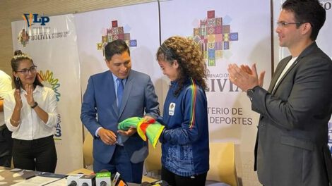 La taekwondista María Celeste Áñez en los Juegos del ALBA