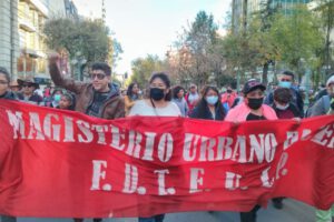 Protestas de maestros en el centro paceño
