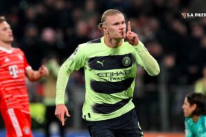 Erling Haland celebra la conquista y clasificación del Manchester City en la Champions League