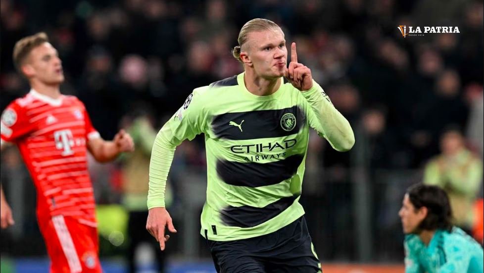 Erling Haland celebra la conquista y clasificación del Manchester City en la Champions League