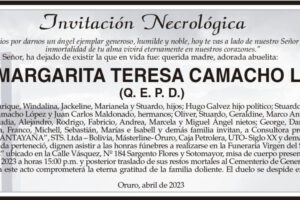 Invitación Necrológica de Margarita Teresa Camacho López