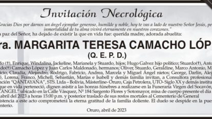 Invitación Necrológica de Margarita Teresa Camacho López