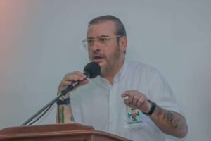 Rómulo Calvo en la audiencia por el caso wiphala