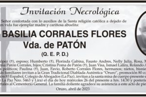 Invitación Necrológica de Basilia Corrales Flores