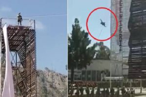 Cadetes realizando el salto de la muerte