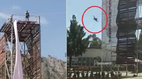 Cadetes realizando el salto de la muerte