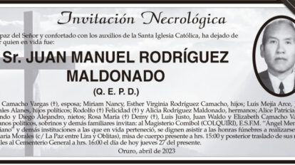 Invitación Necrológica: Juan Manuel Rodríguez Maldonado