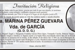 Profa. Marina Pérez Guevara Vda. de García obituario