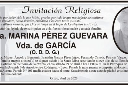 Profa. Marina Pérez Guevara Vda. de García obituario