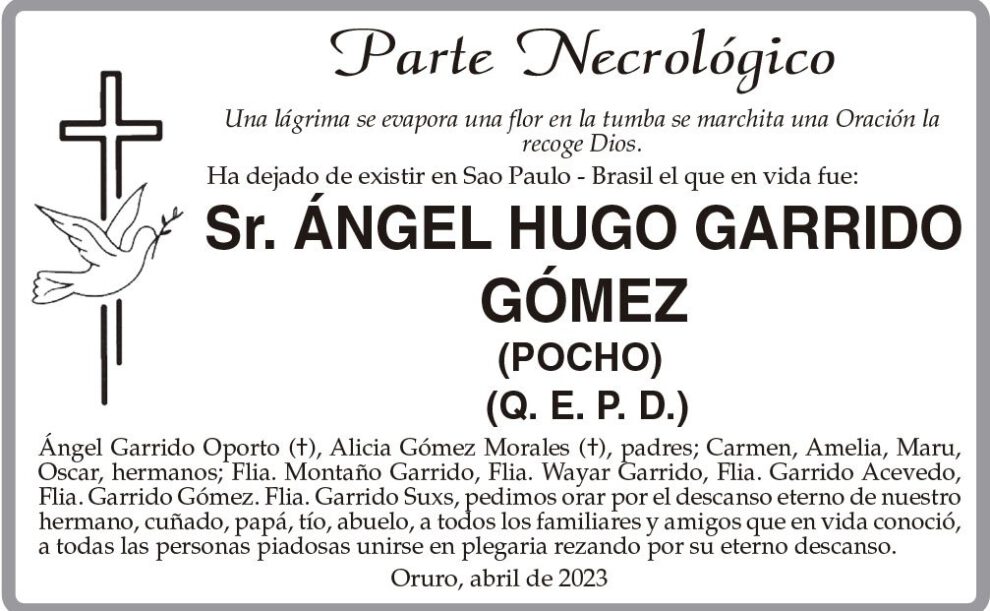 Necrológico de Ángel Hugo Garrido Gómez