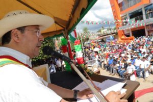 Modelo económico social comunitario productivo en la visita de Luis Arce a Yapacaní