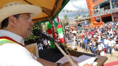 Modelo económico social comunitario productivo en la visita de Luis Arce a Yapacaní