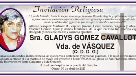 Obituarios de Gladys Gómez Cavalloty