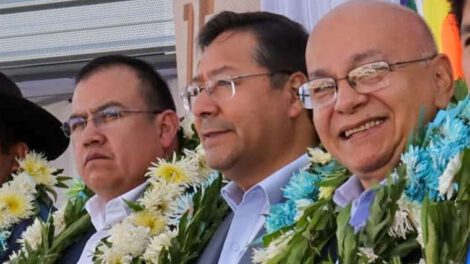 Luis Arce en acto de los 15 años de la nacionalización de Entel en Sucre