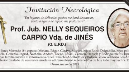 Invitación Necrológica: Prof. Jub. Nelly Sequeiros Carpio