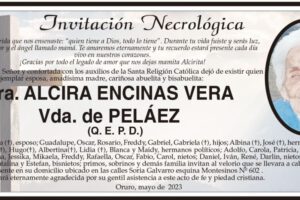Invitación Necrológica de Alcira Encinas Vera