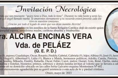 Invitación Necrológica de Alcira Encinas Vera