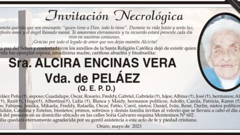 Invitación Necrológica de Alcira Encinas Vera