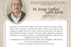 Invitación Necrológica: Sr. Jorge Carlos León León (Q. E. P. D.)