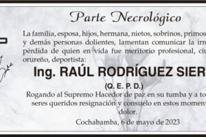 Parte Necrológico: Ing. Raúl Rodríguez Sierra