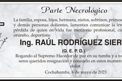Parte Necrológico: Ing. Raúl Rodríguez Sierra
