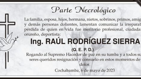 Parte Necrológico: Ing. Raúl Rodríguez Sierra