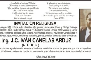 MSc. Ing. J.C. IVÁN CANELAS ARDUZ - Invitación religiosa en su memoria